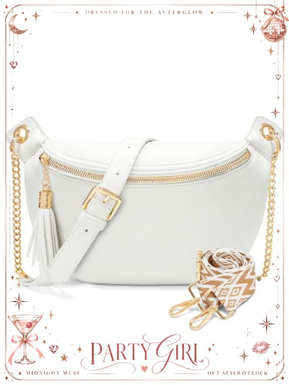 Vegan Leather Bum Bag Crossbody with 2 Adjustable Straps
